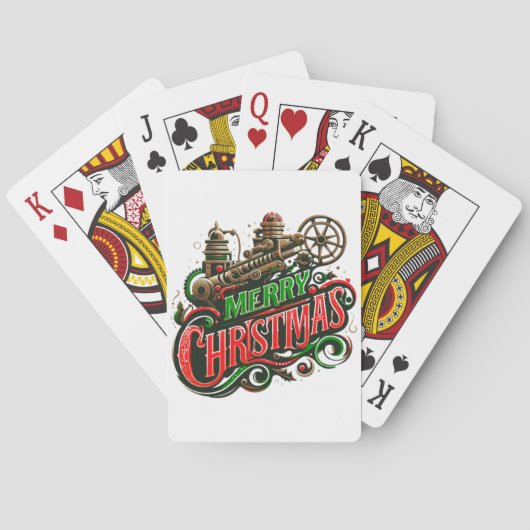 Vrolijke Kerstmis steampunk Pokerkaarten (Achterkant)