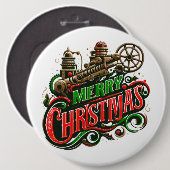 Vrolijke Kerstmis steampunk Ronde Button 6,0 Cm (Voorkant /achterkant)