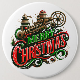 Vrolijke Kerstmis steampunk Ronde Button 6,0 Cm