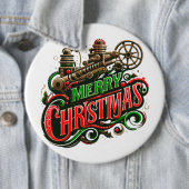 Vrolijke Kerstmis steampunk Ronde Button 6,0 Cm (In situ)