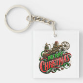 Vrolijke Kerstmis steampunk Sleutelhanger (voorkant)