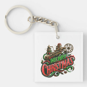 Vrolijke Kerstmis steampunk Sleutelhanger
