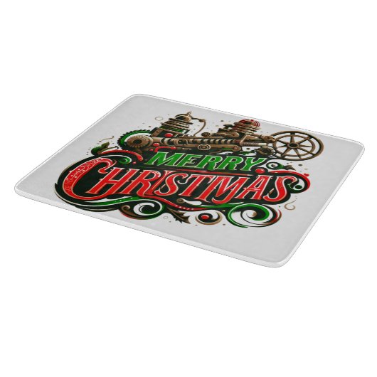 Vrolijke Kerstmis steampunk Snijplank (Hoek)