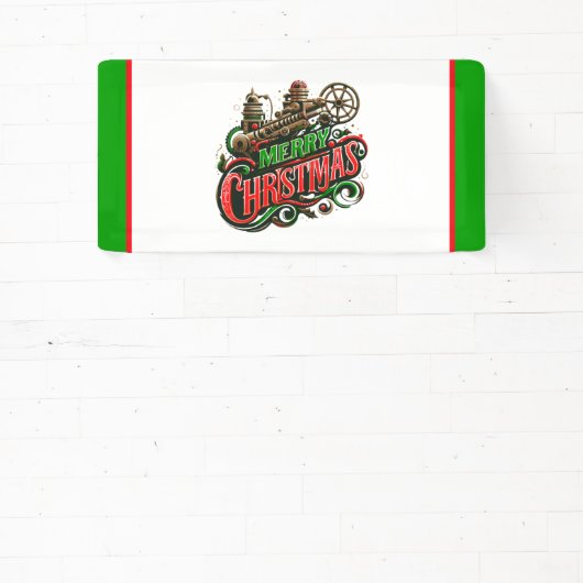 Vrolijke Kerstmis steampunk Spandoek (Insitu)