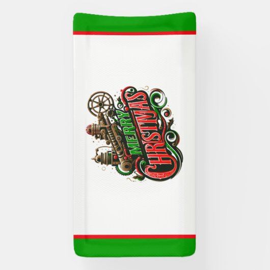 Vrolijke Kerstmis steampunk Spandoek (Verticaal)