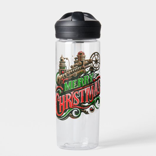 Vrolijke Kerstmis steampunk Waterfles (Voorkant)
