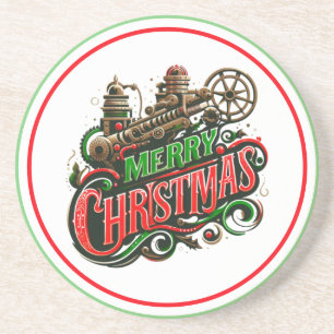 Vrolijke Kerstmis steampunk Zandsteen Onderzetter