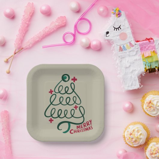 Vrolijke Kerstmis Stethoscoop CNA Medisch Medewerk Papieren Bordje (Feest)