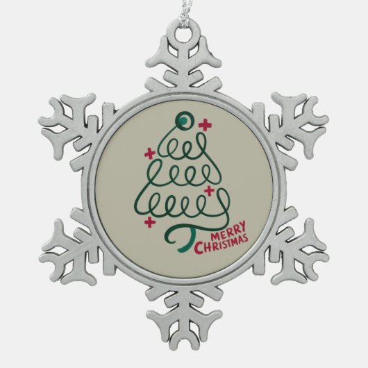 Vrolijke Kerstmis Stethoscoop CNA Medisch Medewerk Tin Sneeuwvlok Ornament (Voorkant)