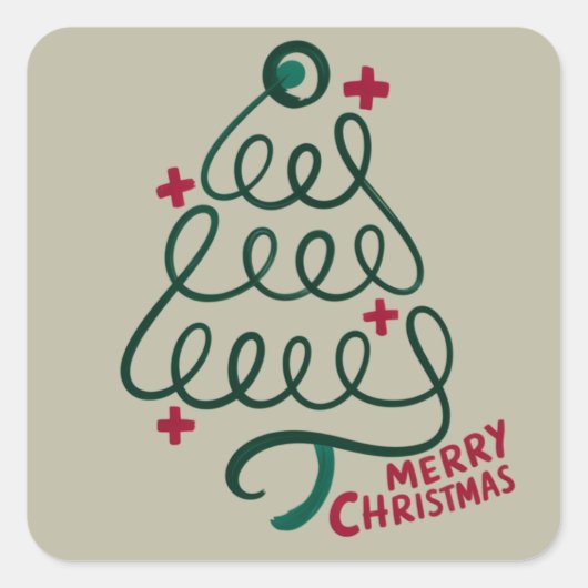 Vrolijke Kerstmis Stethoscoop CNA Medisch Medewerk Vierkante Sticker (Voorkant)