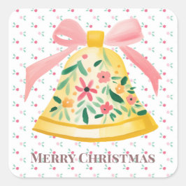 Vrolijke Kerstmis Sticker met Preppy Bell