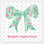Vrolijke Kerstmis Sticker met Preppy Bow (Voorkant)