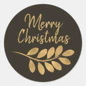 Vrolijke Kerstmis Stijlvolle Bruine Vakantie Ronde Sticker (Voorkant)