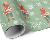 Vrolijke Kerstmis teckel hond vakantie Cadeaupapier (Rol Hoek)