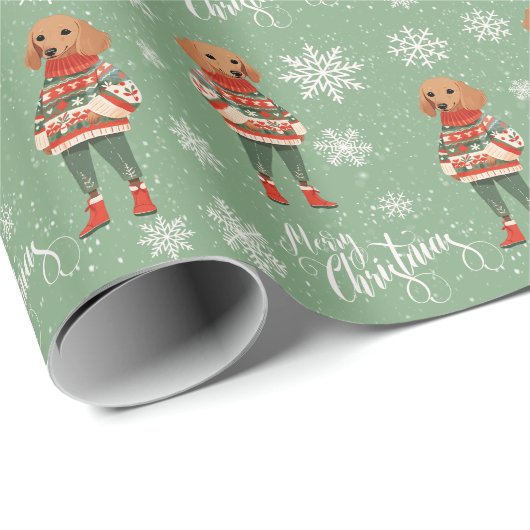 Vrolijke Kerstmis teckel hond vakantie Cadeaupapier (Rol Hoek)