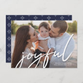 Vrolijke Kerstmis Trendy Handschrift Script Foto Feestdagenkaart (Voorkant / Achterkant)