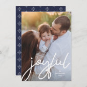 Vrolijke Kerstmis Trendy Handschrift Script Foto Feestdagenkaart (Voorkant / Achterkant)