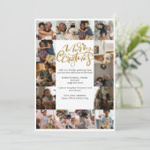 Vrolijke Kerstmis Typografie 17 Foto Feestdagenkaart (Staand voorkant)