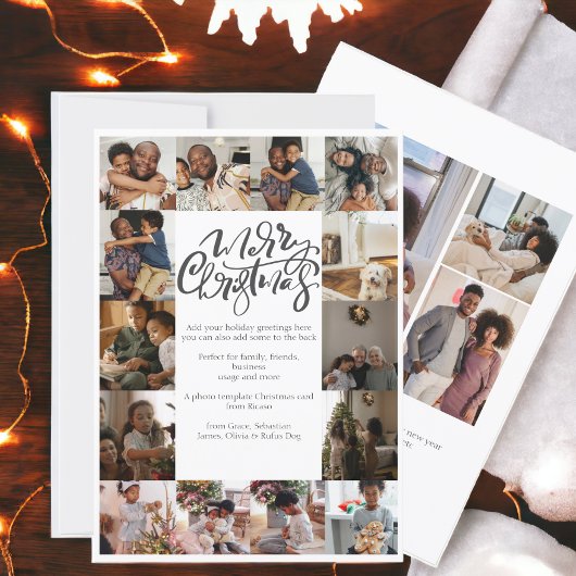 Vrolijke Kerstmis Typografie 17 Foto Feestdagenkaart