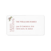 Vrolijke Kerstmis Typografie Botanische Kerstmis Etiket (Voorkant)