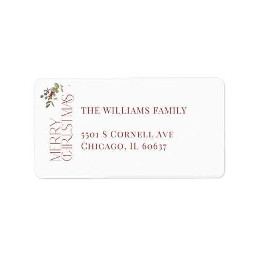 Vrolijke Kerstmis Typografie Botanische Kerstmis Etiket (Voorkant)