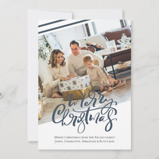 Vrolijke Kerstmis Typografie Foto Feestdagenkaart (Voorkant)