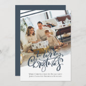 Vrolijke Kerstmis Typografie Foto Feestdagenkaart (Voorkant / Achterkant)