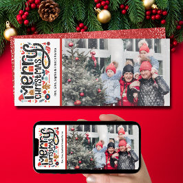 Vrolijke Kerstmis Typografie Foto Feestdagenkaart