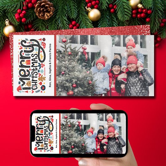 Vrolijke Kerstmis Typografie Foto Feestdagenkaart