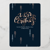 Vrolijke Kerstmis Typografie Foto Gepersonaliseerd Folie Feestdagenkaart (Voorkant)