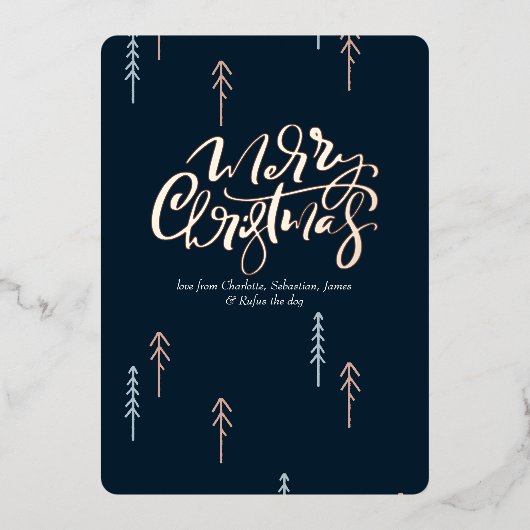 Vrolijke Kerstmis Typografie Foto Gepersonaliseerd Folie Feestdagenkaart (Voorkant)