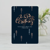 Vrolijke Kerstmis Typografie Foto Gepersonaliseerd Folie Feestdagenkaart (Staand Voorkant)