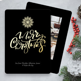 Vrolijke Kerstmis Typografie Foto Gepersonaliseerd Folie Feestdagenkaart