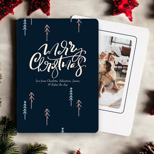 Vrolijke Kerstmis Typografie Foto Gepersonaliseerd Folie Feestdagenkaart