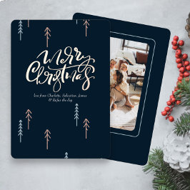 Vrolijke Kerstmis Typografie Foto Gepersonaliseerd Folie Feestdagenkaart