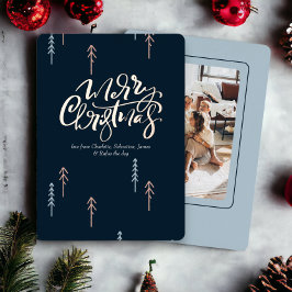 Vrolijke Kerstmis Typografie Foto Gepersonaliseerd Folie Feestdagenkaart