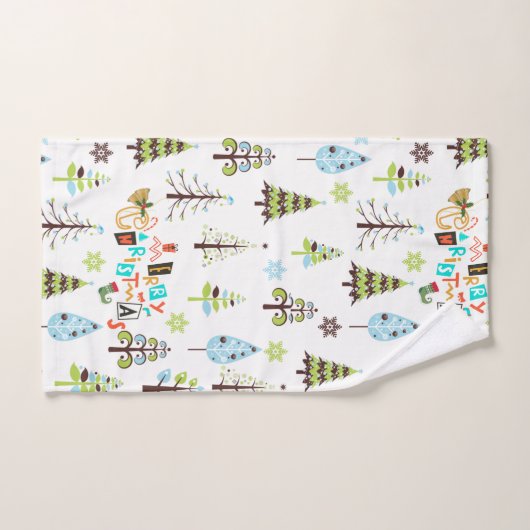 Vrolijke Kerstmis Typografie & Kerstbomen Bad Handdoek (Handdoek)