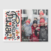 VROLIJKE KERSTMIS Typografie Magnetische Fotokaart (Voorkant)