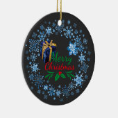 Vrolijke Kerstmis Typografie Retro Tekst Keramisch Ornament (Rechts)