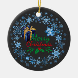 Vrolijke Kerstmis Typografie Retro Tekst Keramisch Ornament