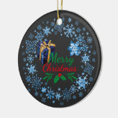 Vrolijke Kerstmis Typografie Retro Tekst Keramisch Ornament (Links)