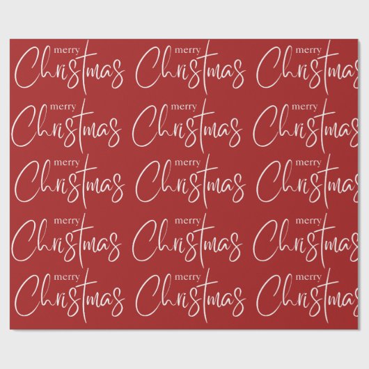 Vrolijke Kerstmis Typografie Rode Moderne Vakantie Cadeaupapier (Vlak)