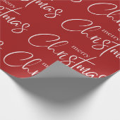 Vrolijke Kerstmis Typografie Rode Moderne Vakantie Cadeaupapier (Hoek)