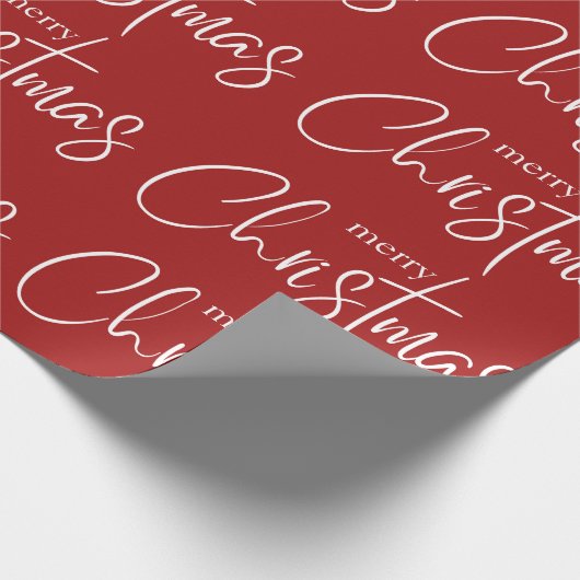 Vrolijke Kerstmis Typografie Rode Moderne Vakantie Cadeaupapier (Hoek)