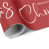 Vrolijke Kerstmis Typografie Rode Moderne Vakantie Cadeaupapier (Rol Hoek)