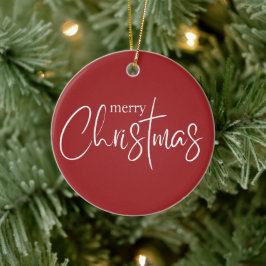 Vrolijke Kerstmis Typografie Rode Moderne Vakantie Keramisch Ornament