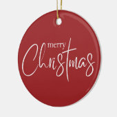 Vrolijke Kerstmis Typografie Rode Moderne Vakantie Keramisch Ornament (Links)
