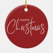 Vrolijke Kerstmis Typografie Rode Moderne Vakantie Keramisch Ornament (Achterkant)