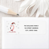 Vrolijke Kerstmis Typografie Santa Flamingo Terug Etiket (Insitu)
