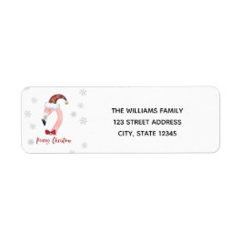 Vrolijke Kerstmis Typografie Santa Flamingo Terug Etiket